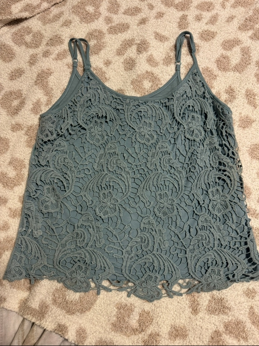 Lace Overlay Spaghetti Strap Tank Top - blue medium Mossimo supply co